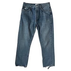 Agolde Denim Jeans Women’s Size 29 Raw Hem High Rise Medium Wash Straight Leg